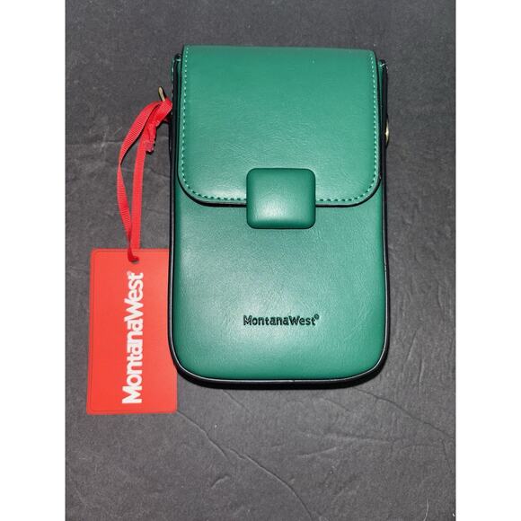 Montana West Cell Phone Purse Small Crossbody Bag Women Wallet with RFID Green - Picture 3 of 11
